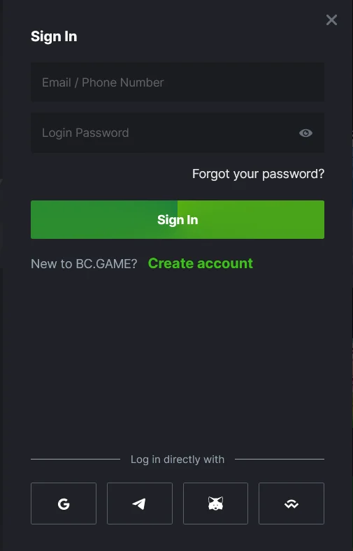 How to login BC.Game account.