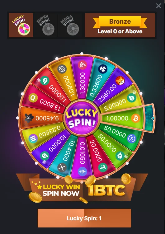 Free lucky spin on BC.Game mobile app